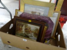Box of various framed & unframed prints