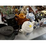 Collection of various novelty teapots & other teaware