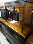 An antique three-drawer chest & an antique foldover tea table