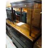 An antique three-drawer chest & an antique foldover tea table