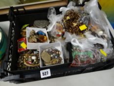 Crate of various costume jewellery, necklaces, bangles etc