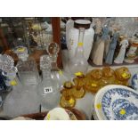 Parcel of various decanters including Dartington together with a vintage amber glass dressing