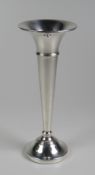 AN ELIZABETH II SILVER BUD VASE of tapering form with flared neck over a circular base, Birmingham