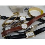 Parcel of various ladies' wristwatches together with a 9ct gold plated bracelet