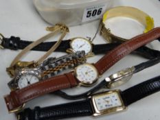 Parcel of various ladies' wristwatches together with a 9ct gold plated bracelet