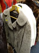 A mink fur coat jacket & stole together with a sheepskin & leather edged jacket