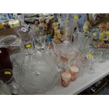 Parcel of various pressed & other glass including drinking glasses, bowls, scented candles etc