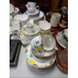 A Chinese export eggshell teaset, small parcel of Bisto England patterned teaware & two vases