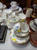 A Chinese export eggshell teaset, small parcel of Bisto England patterned teaware & two vases