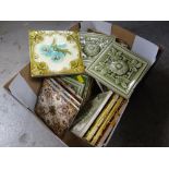 A box of Minton & other various glazed tiles