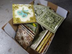 A box of Minton & other various glazed tiles