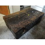 A tin luggage trunk inscribed Major J H L Rees RA