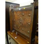 A good Arts & Crafts Tudor Rose copper fire-screen & another