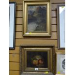 Two early twentieth century oils on canvas, still life & Scottish mountain scene, signed