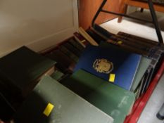 Crate of mainly hardback books, encyclopaedias & religion