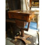 An antique rosewood single drawer sewing table (distressed)