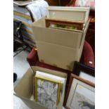 Two boxes of various framed & unframed prints & pictures