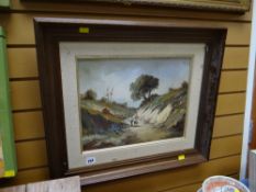 Framed continental oil on canvas, 'A Spanish Landscape', signed