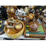 Parcel of various carved wooden items & wooden boxes