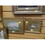 Three framed early twentieth century watercolours, stormy sea, sailing boats & dead bird