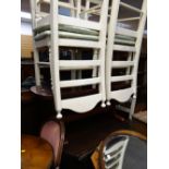 Drop flap table, set of five painted kitchen chairs & an oval Long John coffee table