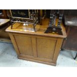 A pitch pine single door vintage office cabinet (locked)