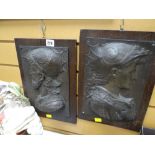 Two continental metal relief plaques, head & shoulders of two males