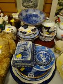 Parcel of Gaudy Welsh teaware together with other blue & white decorated china