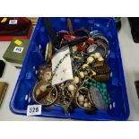 Crate of costume jewellery, mainly bangles, bracelets, gents wristwatches, compacts etc