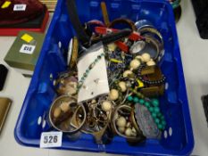 Crate of costume jewellery, mainly bangles, bracelets, gents wristwatches, compacts etc