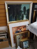 Parcel of various framed prints & pictures including four small L S LOWRY prints, CEZANNE