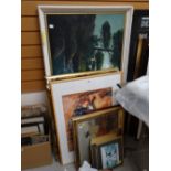 Parcel of various framed prints & pictures including four small L S LOWRY prints, CEZANNE