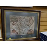 JOHN SPEED Map of the Countye of Monmouth, framed