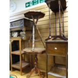 A parcel of furniture including carved box seat stool, bamboo table etc