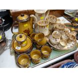 A treacle patterned coffee & teaset by Fosters Pottery together with a Japanese stoneware coffee