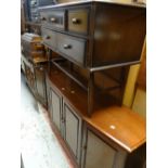 A Priory or style linen-fold standing five-drawer dressing table together with a reproduction