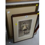 A parcel of framed prints, continental cathedral, two cavaliers & a modern small mirror