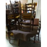 A late twentieth century English made extending circular / oval dining table & six chairs