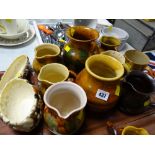 A tray of various Ewenny pottery jugs & vases