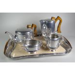 A FIVE PIECE PICQUOT WARE TEA / COFFEE-SET with tray (BBC Bargain Hunt)