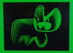 PURE EVIL a large green & black themed print - 'Neon Bunny', signed, 89 x 125cms