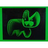 PURE EVIL a large green & black themed print - 'Neon Bunny', signed, 89 x 125cms