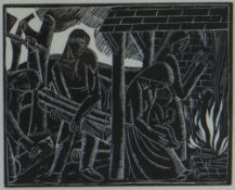 DAVID JONES wood engraving for the St. Dominic's Press - entitled verso 'Family at the Hearth', 9.