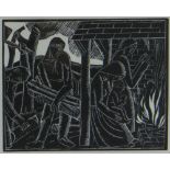 DAVID JONES wood engraving for the St. Dominic's Press - entitled verso 'Family at the Hearth', 9.