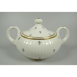 A SWANSEA PORCELAIN GILDED SUCRIER & COVER with Paris Flute moulding, exaggerated loop handles of