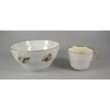 A SWANSEA PORCELAIN TEA BOWL & MATCHING COFFEE CUP both with embossed basket-weave and spiral