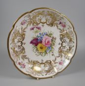 A SWANSEA PORCELAIN CRUCIFORM BOWL the interior with a large central floral spray & surrounded by