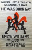 UNKNOWN SWANSEA GRAPHIC ARTIST two-colour theatre poster print - for a production of 'He Was Born