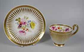 A SWANSEA PORCELAIN PARIS FLUTE CUP & SAUCER the cup with external gilding & the interior with a
