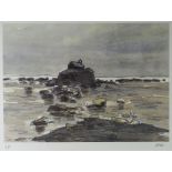 SIR KYFFIN WILLIAMS RA artist's proof - St. Cwyfan's Church, signed with initials, 28 x 37cms